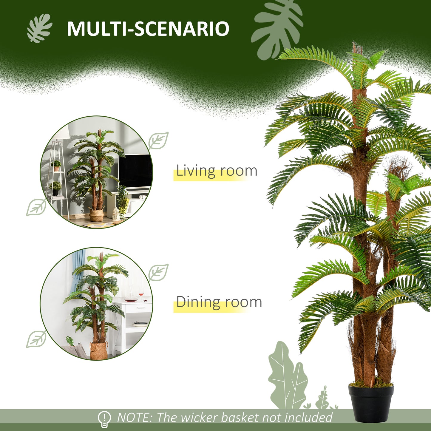 Nohane Roma Artificial Green Fern Style Plant In Pot For Interior Decorative Use