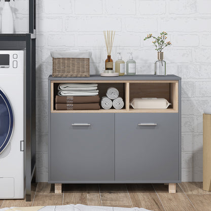 Cosano Freestanding Bathroom Storage Cabinet With Open Compartments And Double Doors
