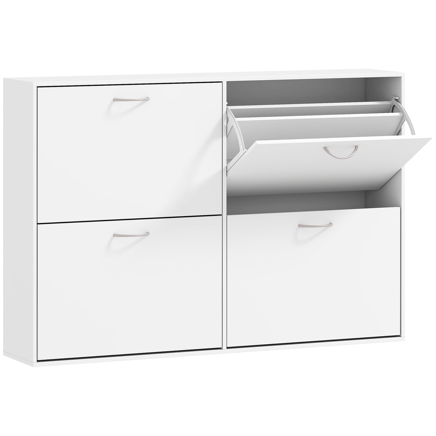 Notake Wooden White 4 Drawer Shoe Storage Cabinet
