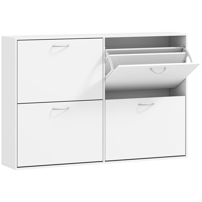 Notake Wooden White 4 Drawer Shoe Storage Cabinet