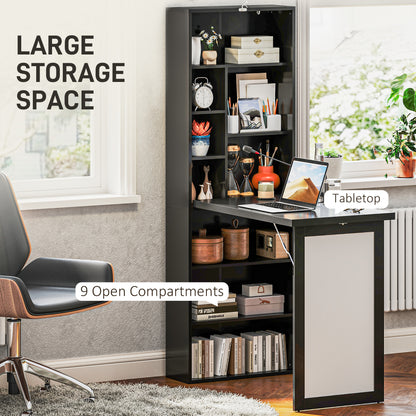 Elrika 98cm Black 3 Section Work Desk With Writing Board And Storage