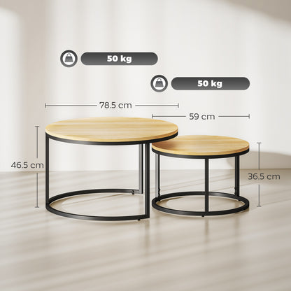Mova Set Of 2 Light Natural Finish Wood Effect Nesting Tables