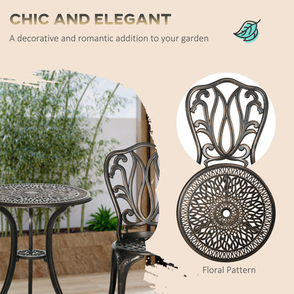Niso Aluminium Bronze Tone 3 Piece Garden Bistro Set With Umbrella Hole Table And Chairs