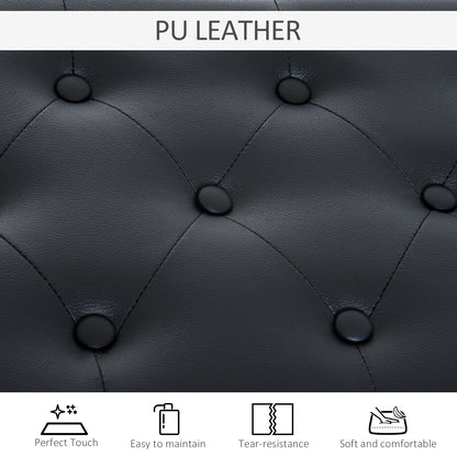 Milara Faux Leather Black Upholstered Piano Bench With Storage Compartment Diamond Tufted Lid