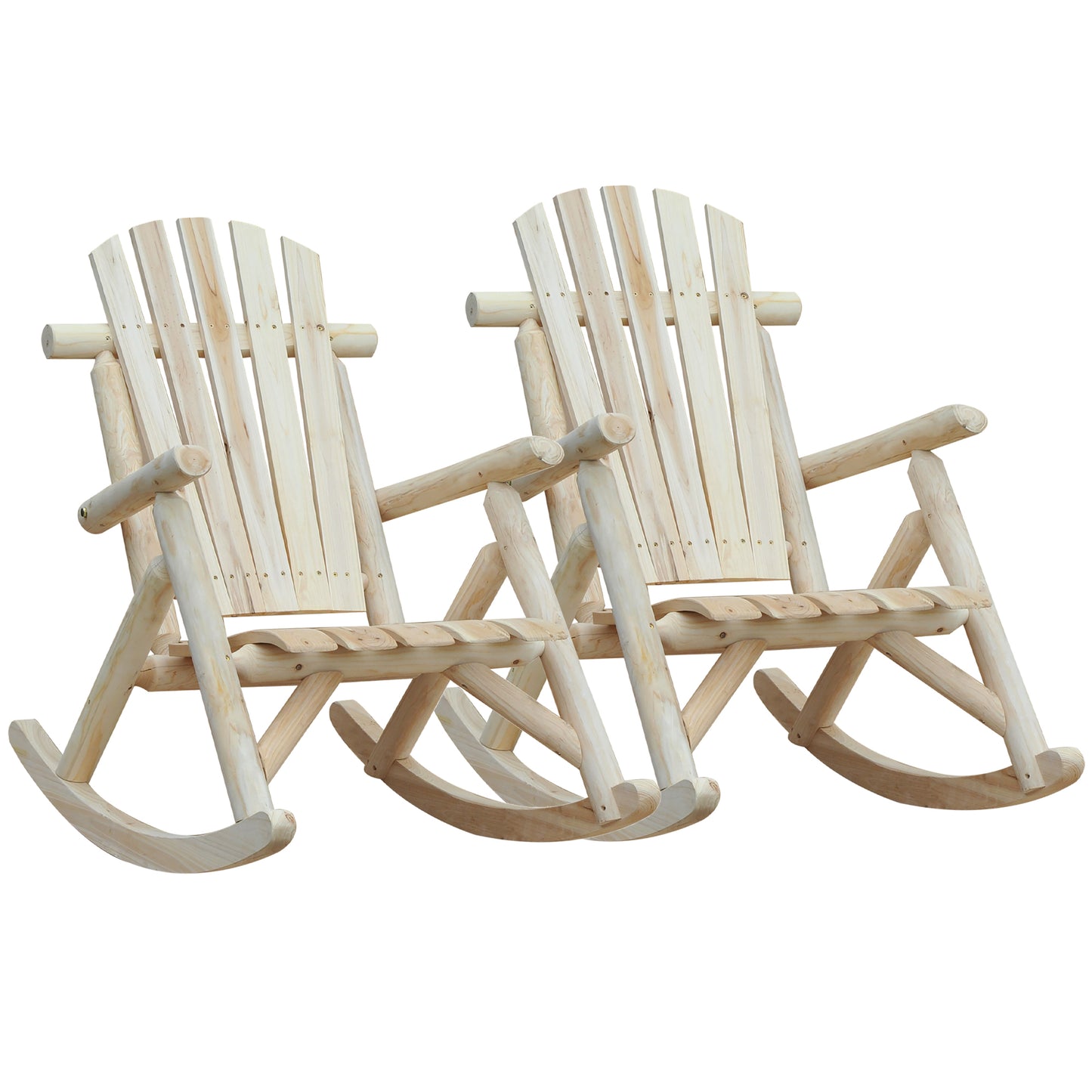 Cheddar Set Of 2 Natural Wood  Rocking Chairs With Ergonomic Design