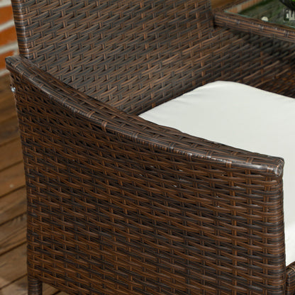 Renata Faux Rattan Brown 2 Seat Garden Chair With Integrated Coffee Table