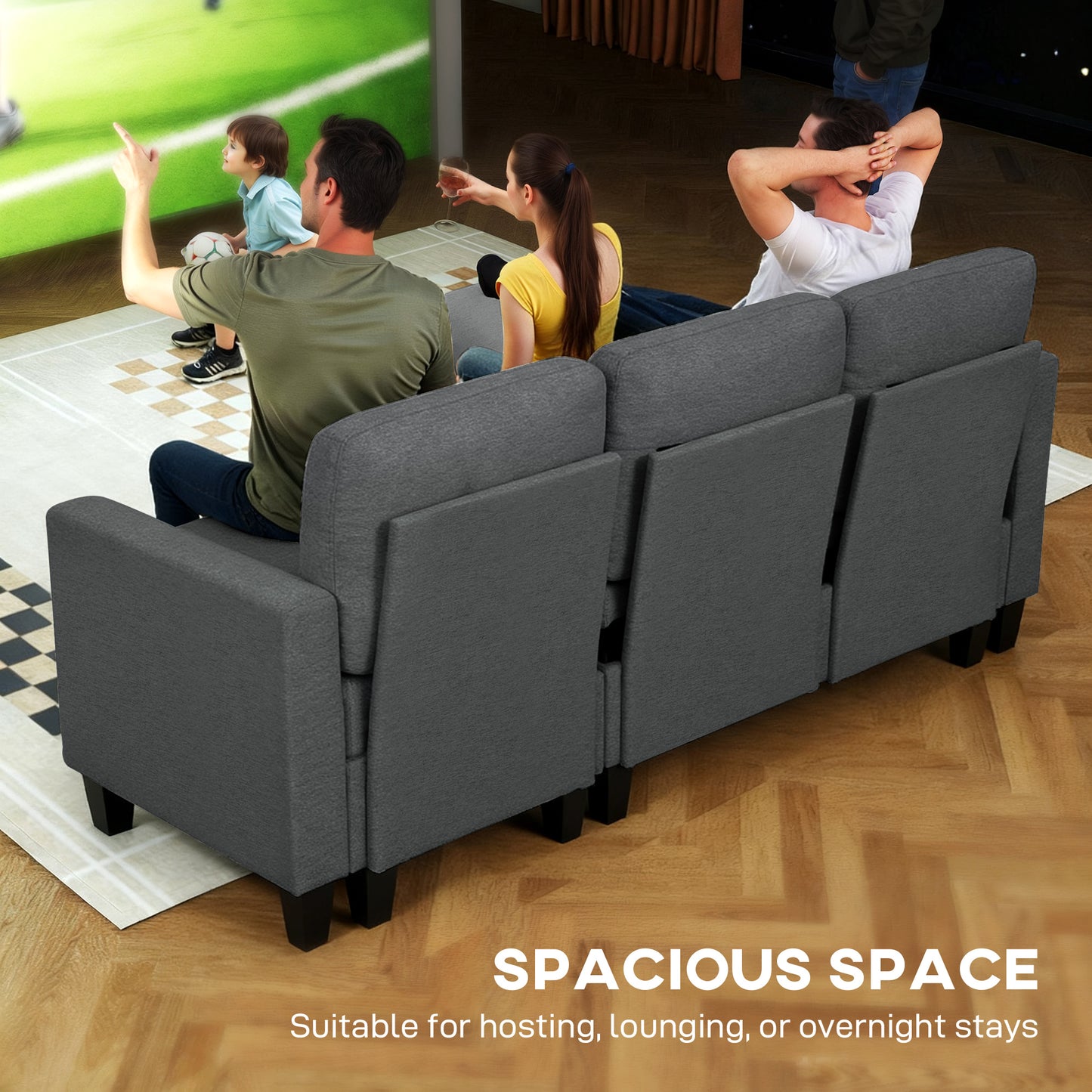 Lulo Dark Grey Fabric Upholstered 3 Seater Sofa Bed With Storage