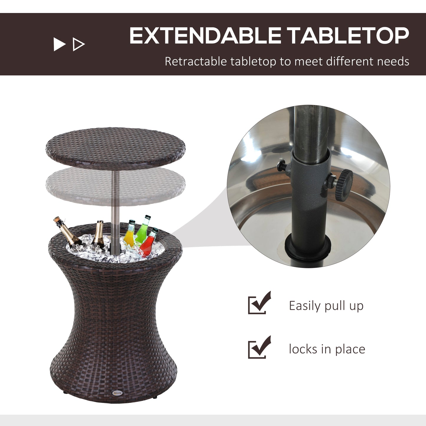 Vesara Rattan Brown Ice Bucket Garden Bistro Table