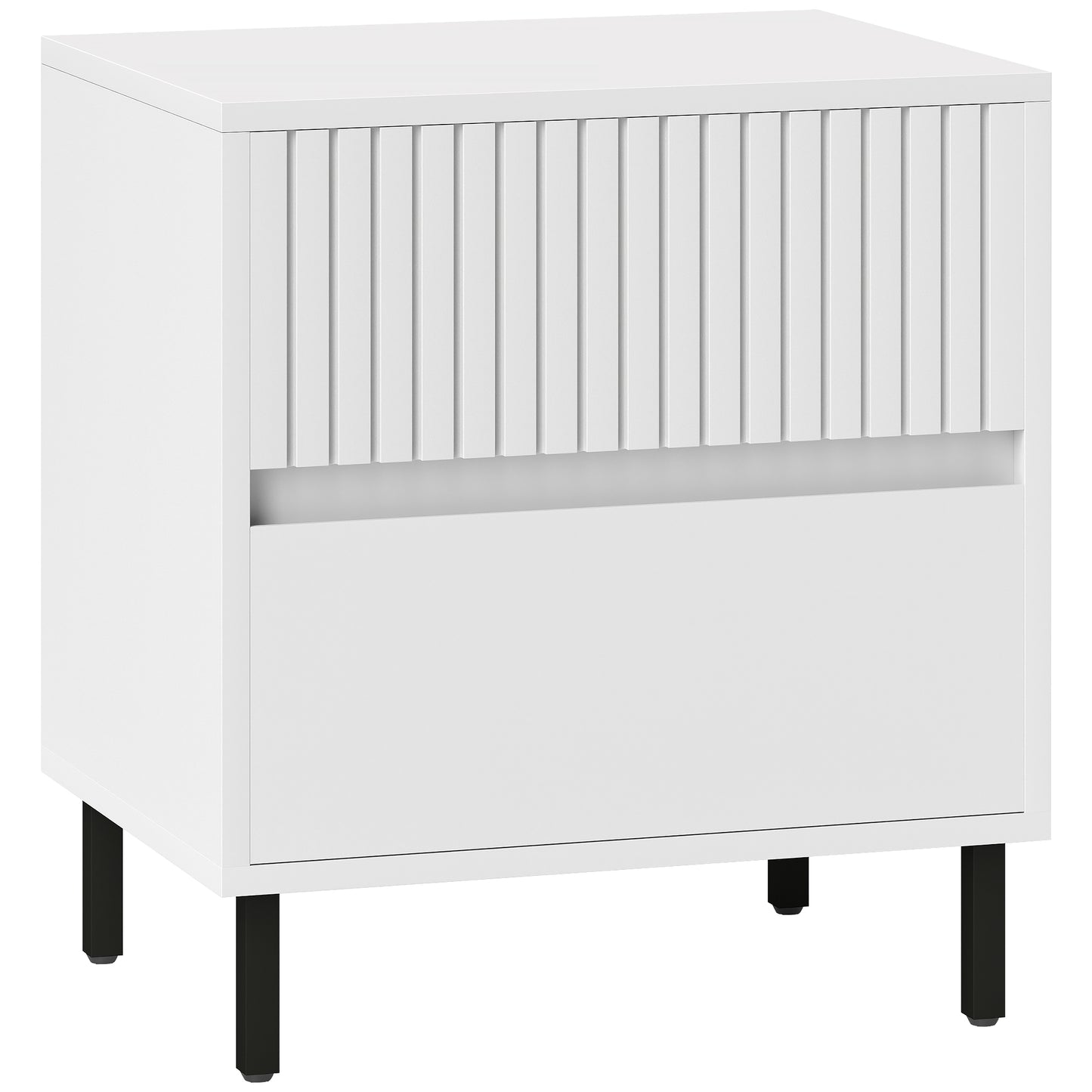 Cove White 2 Drawer Bedside Table 2 Drawers Line Detail