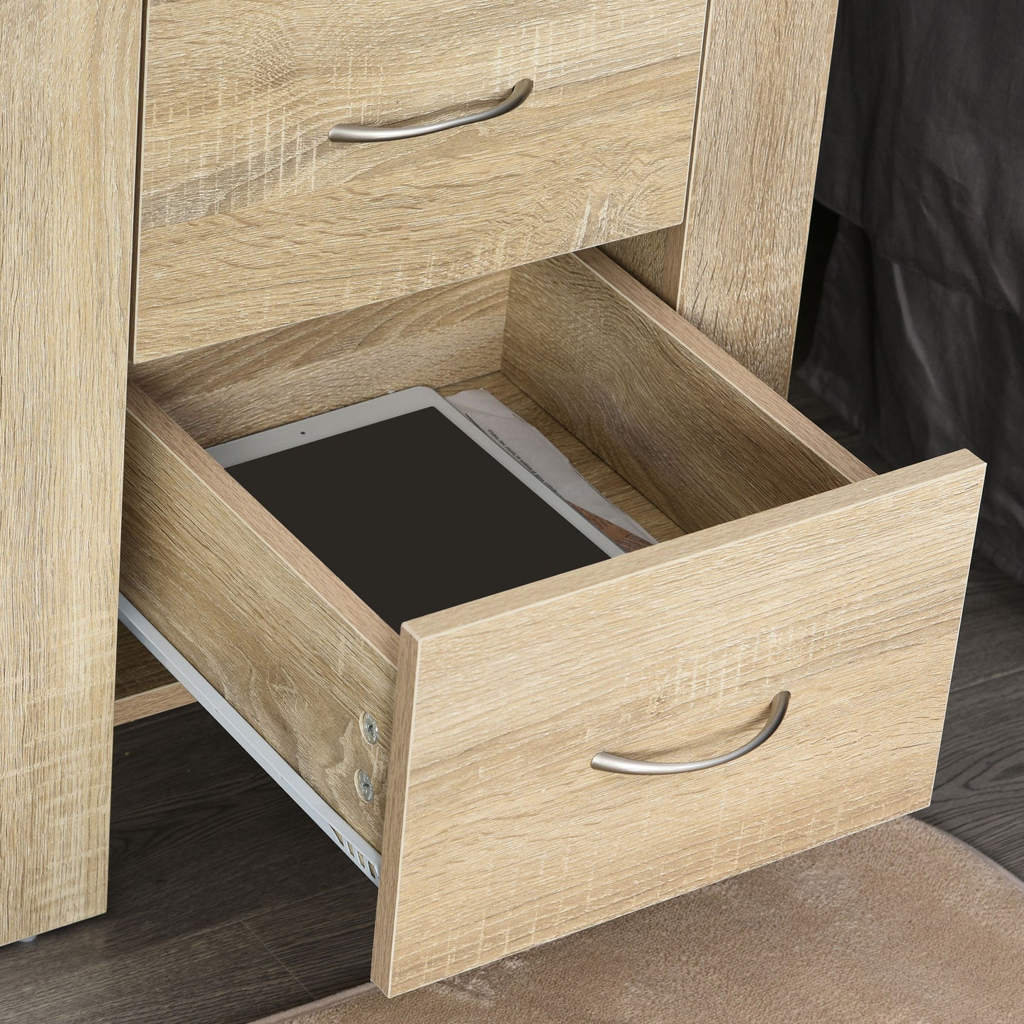 Colu Set of 2 Wooden Brown Bedside Tables With 2 Drawers