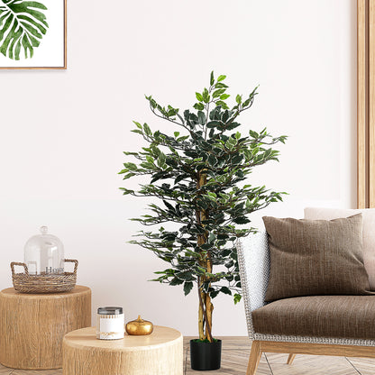 Nedori Tall Artificial Ficus Style Tree With Realistic Leaf Detail In Pot For Office Interiors