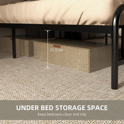 Hawatti 4FT6 Industrial Double Bed Frame With Wood Headboard and Footboard