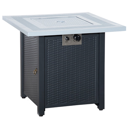 Elmosu Steel And Resin Black And Grey Square Gas Fire Pit Table