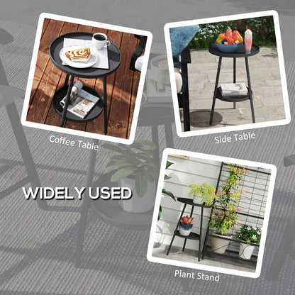 Tocore Metal Black 2 Tier Outdoor Garden Double Try Bistro Table