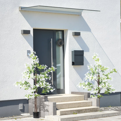 Laniha Set Of 2 Artificial Honeysuckle Flower Plants With Curved Stems In White Pots