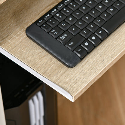 Vali 80cm Wooden Oak Compact Desk With Keyboard Tray And Drawer