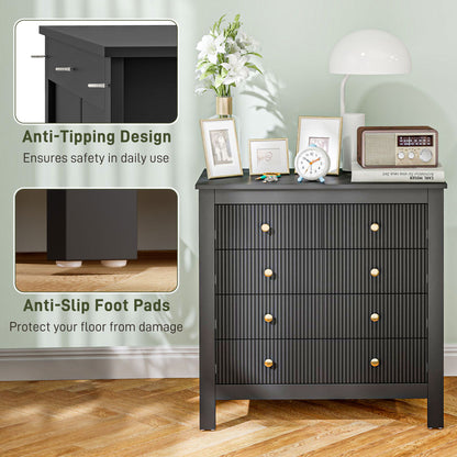 Dineta Wooden Black Elegant 5 Drawer Chest Of Drawers