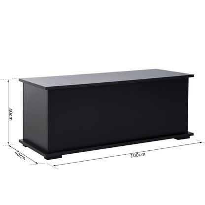 Leretteo Black Large Storage Chest With Flip Top Lid And Safety Hinges 113 Litre