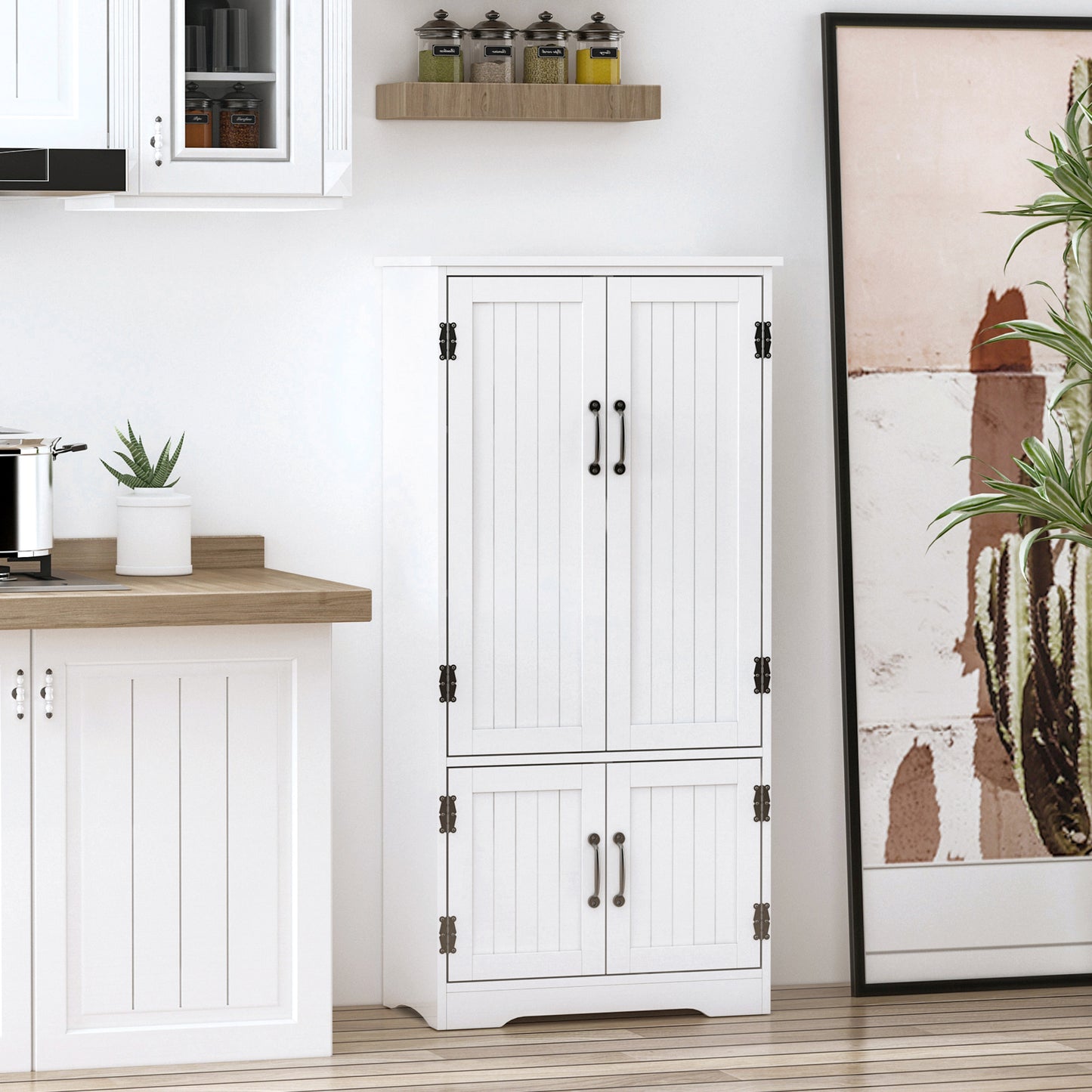 Rifa Wooden White Accent Storage Cabinet With Adjustable Shelves And Double Doors