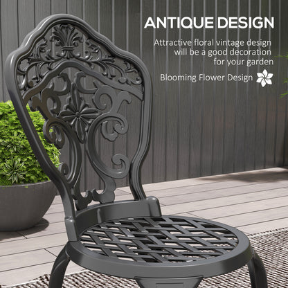Rirara Aluminium Black 3 Piece Floral Outdoor Bistro Garden Set