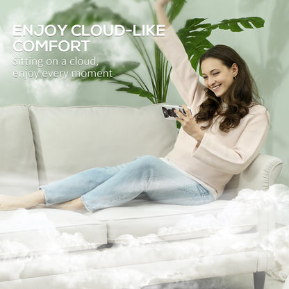 Totake Saro Cream Fabric 3 Seater Sofa With Spring Cushions And Black Legs
