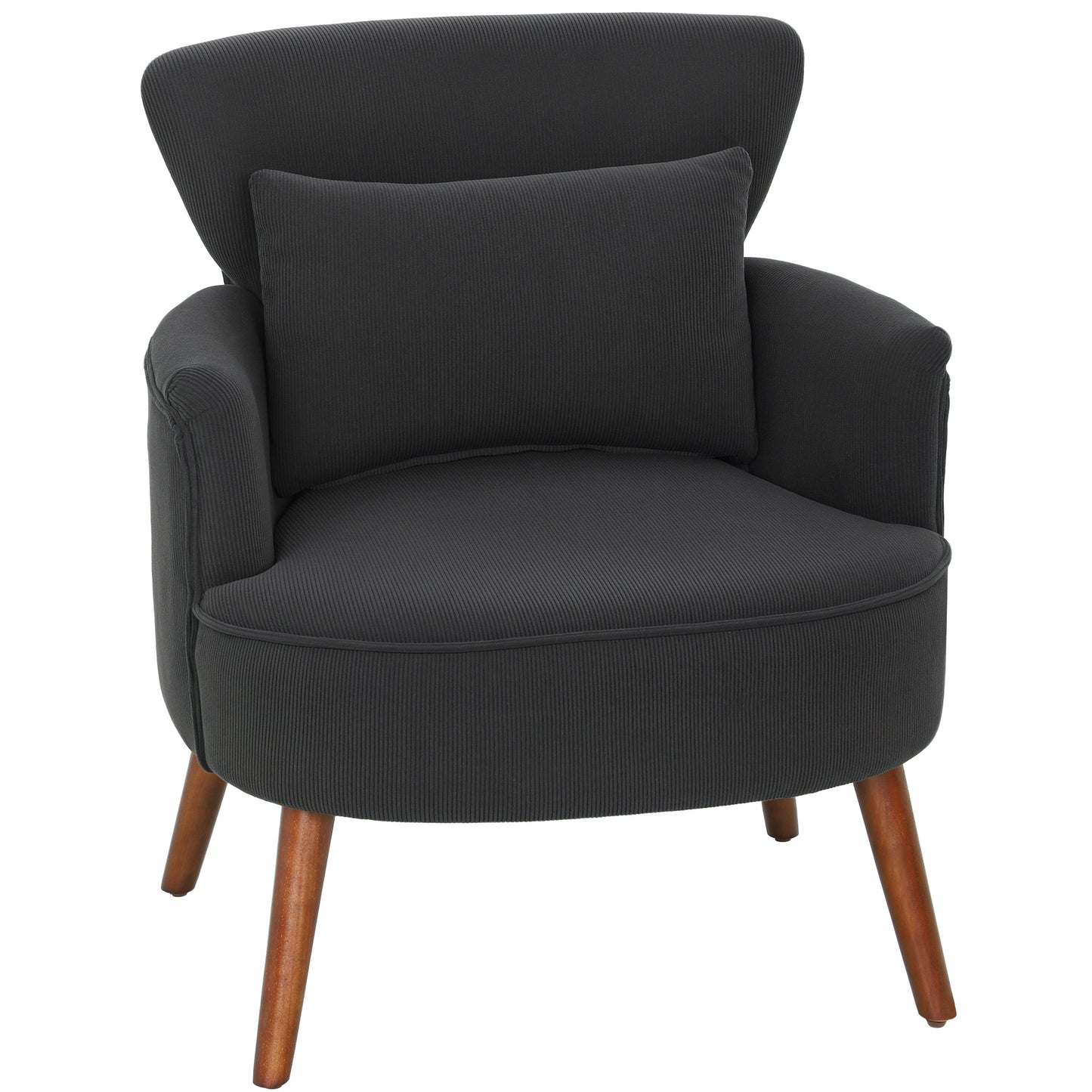Mielyo Black Corduroy Retro Accent Armchair