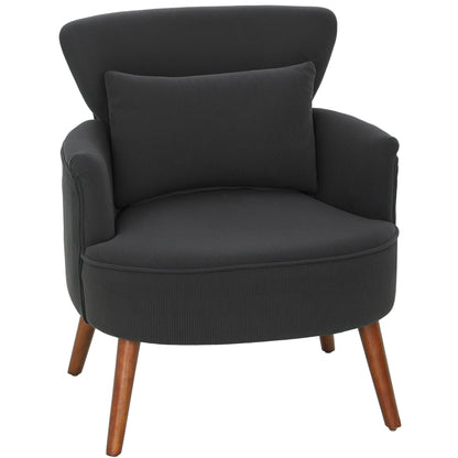Mielyo Black Corduroy Retro Accent Armchair