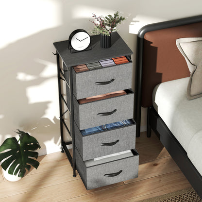 Lolova Fabric And Metal Charcoal Grey 4 Drawer Storage Chest