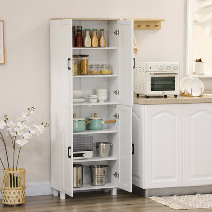 Ludo 171cm Wooden White 4 Door Freestanding Kitchen Pantry Cabinet