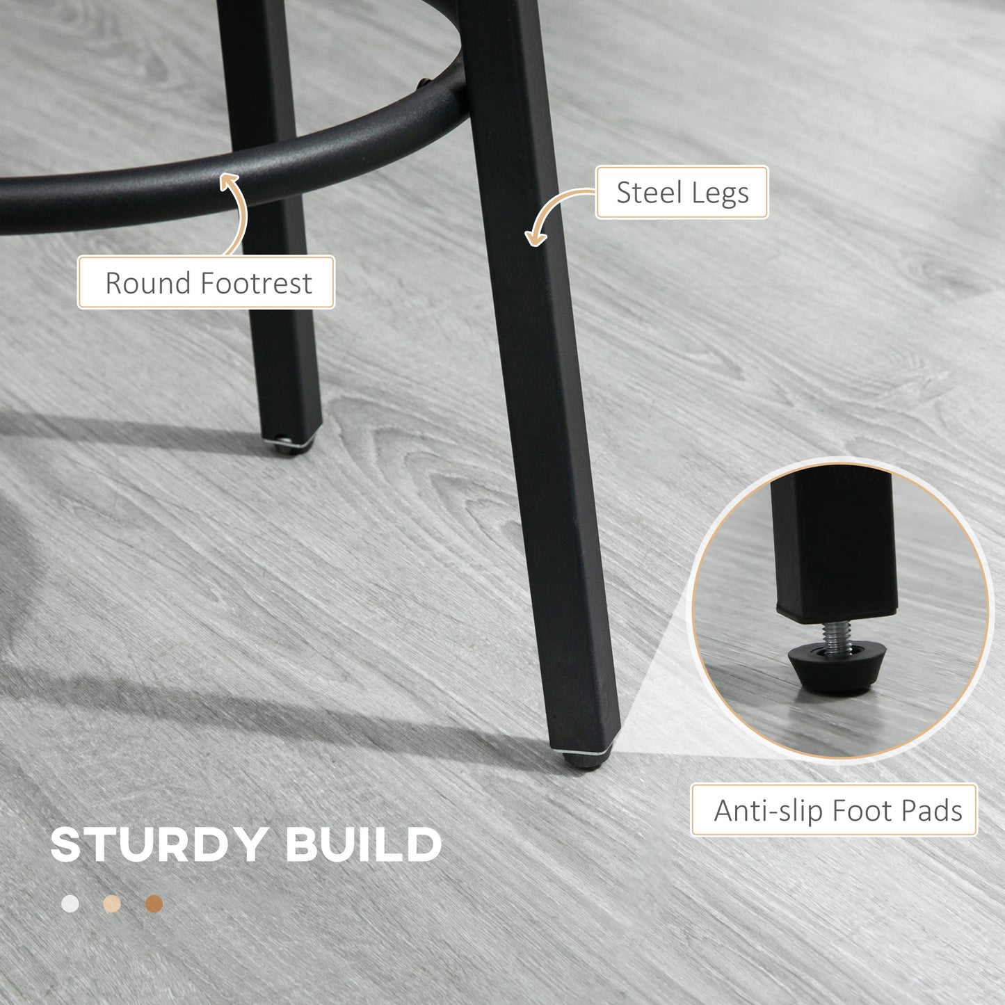 Kabato Metal And Wood Rustic Brown Industrial Bar Stools Set Of 2 With Footrest