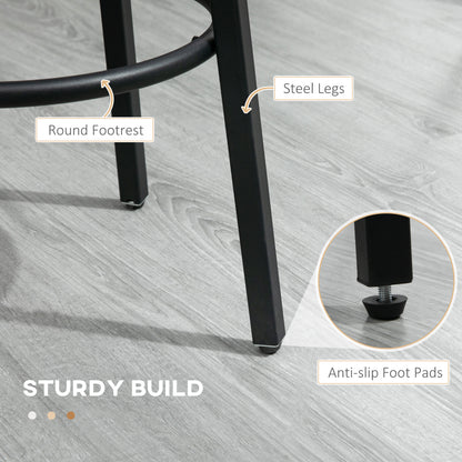 Kabato Metal And Wood Rustic Brown Industrial Bar Stools Set Of 2 With Footrest