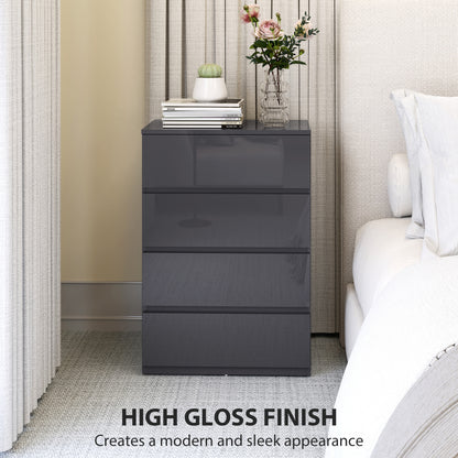 Recota High Gloss Grey 4 Drawer Modern Storage Chest