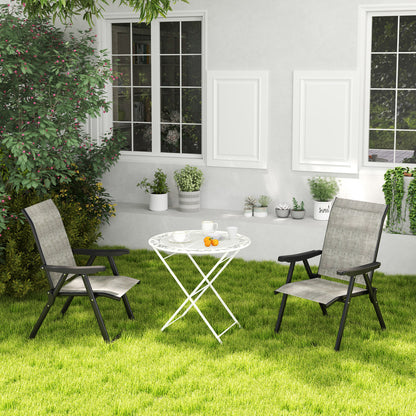 Maleli Set Of 2 Metal Black And Grey Folding Outdoor Chairs