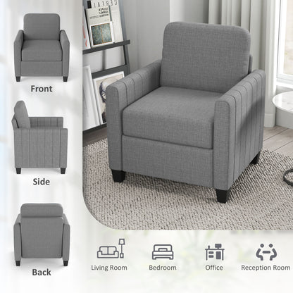 Vazi Lodi Light Grey Upholstered Box Style Accent Armchair