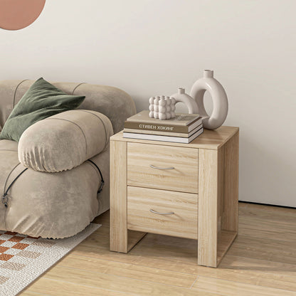 Colu Set of 2 Wooden Brown Bedside Tables With 2 Drawers