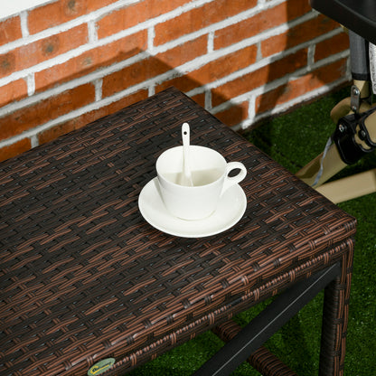 Donori Brown Rattan Outdoor Coffee Table With X Frame with Woven Top