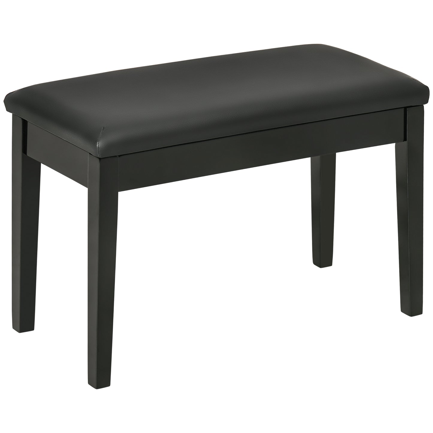 Ziyo Faux Leather Black Piano Bench With Padded Seat And Storage Compartment