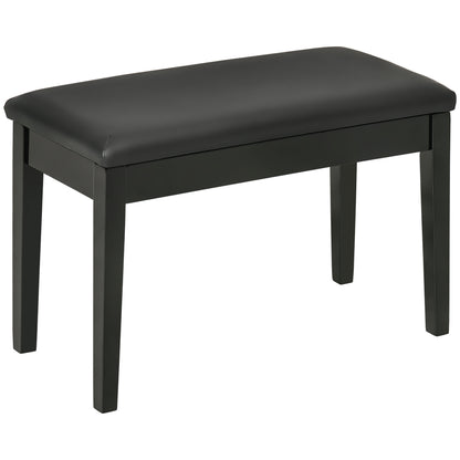Ziyo Faux Leather Black Piano Bench With Padded Seat And Storage Compartment