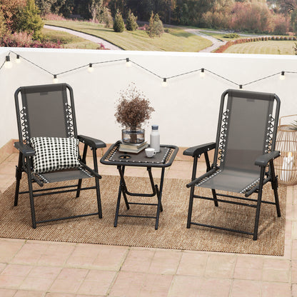 Lacotte Metal Black 3 Piece Garden Mesh Bistro Set Garden Outdoor Table And Chair