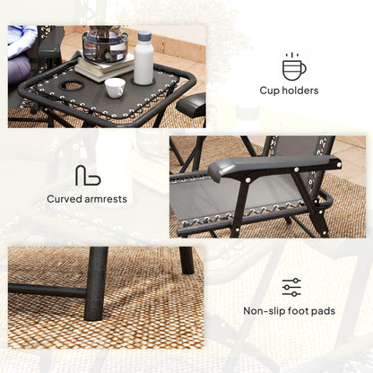 Lacotte Metal Black 3 Piece Garden Mesh Bistro Set Garden Outdoor Table And Chair