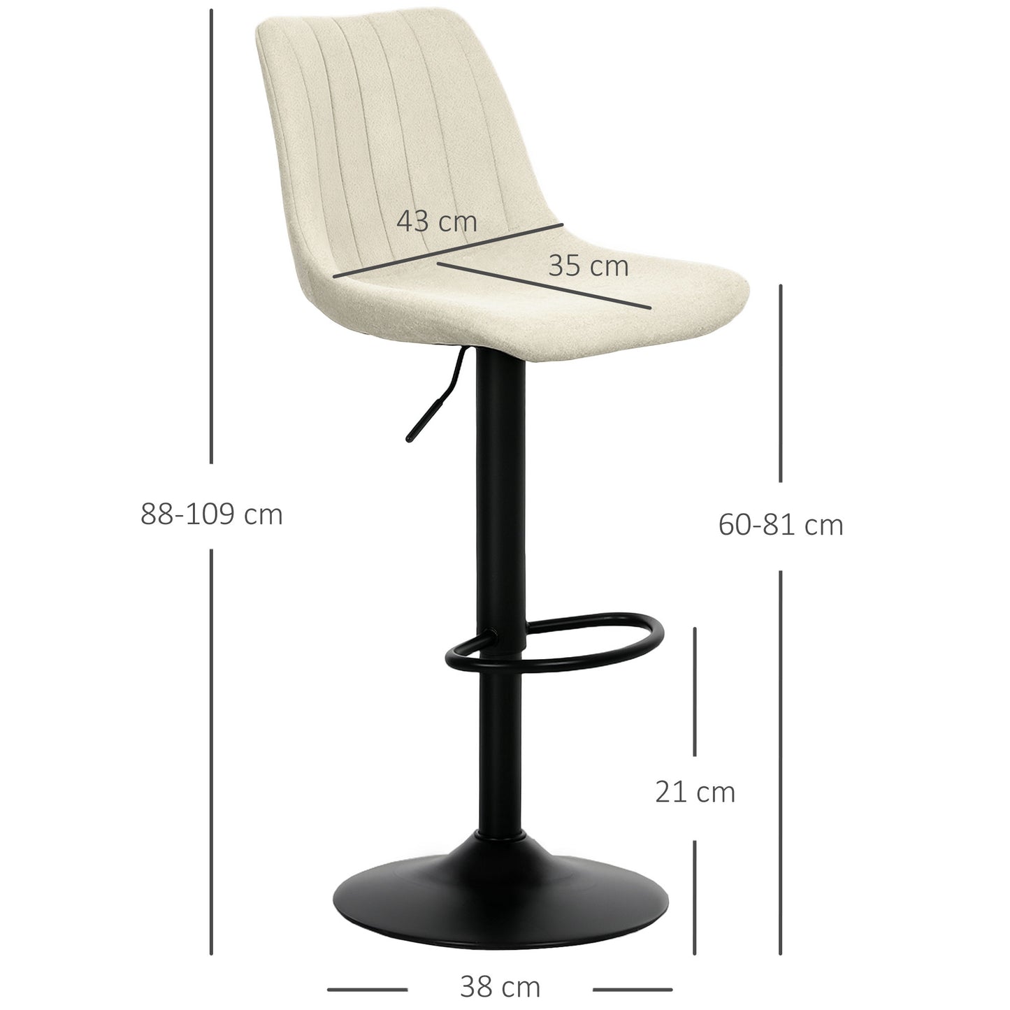 Sefipa Chenille Beige Tub Style Bar Stools Set Of 2 With Soft Touch Upholstery