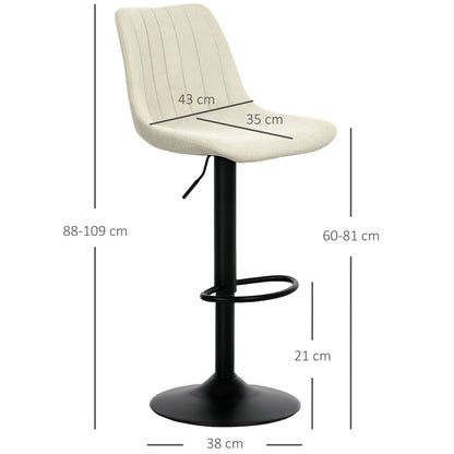 Sefipa Chenille Beige Tub Style Bar Stools Set Of 2 With Soft Touch Upholstery