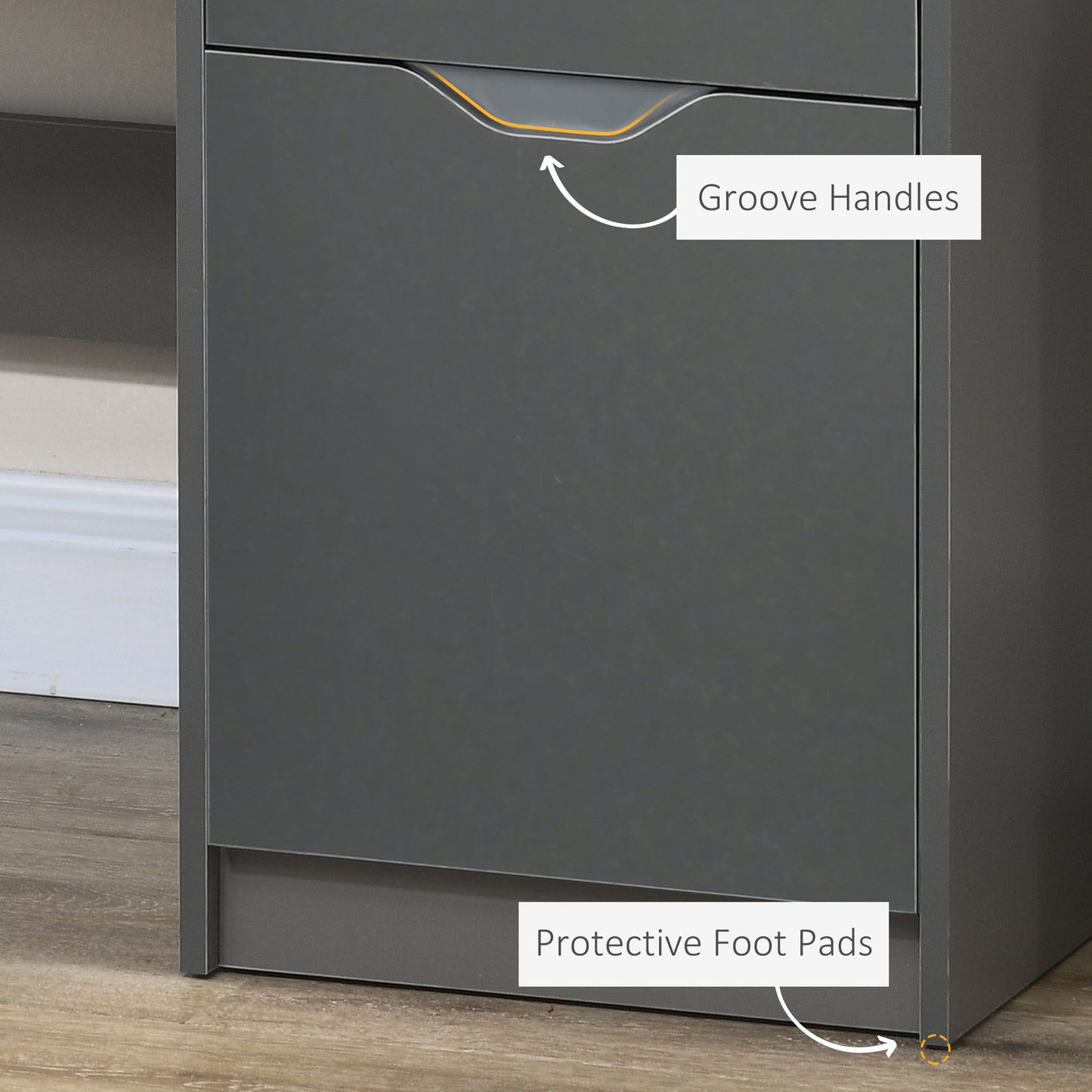 Sareco 120cm High Gloss Grey Home Office Desk With Drawers And Storage Cabinet