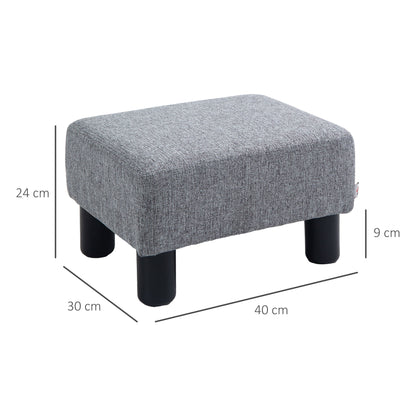 Nekael Linen Grey Cube Footstool With 4 Plastic Feet