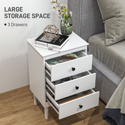 Latato Wooden White Set Of 2 Bedside Tables with 3 Drawers