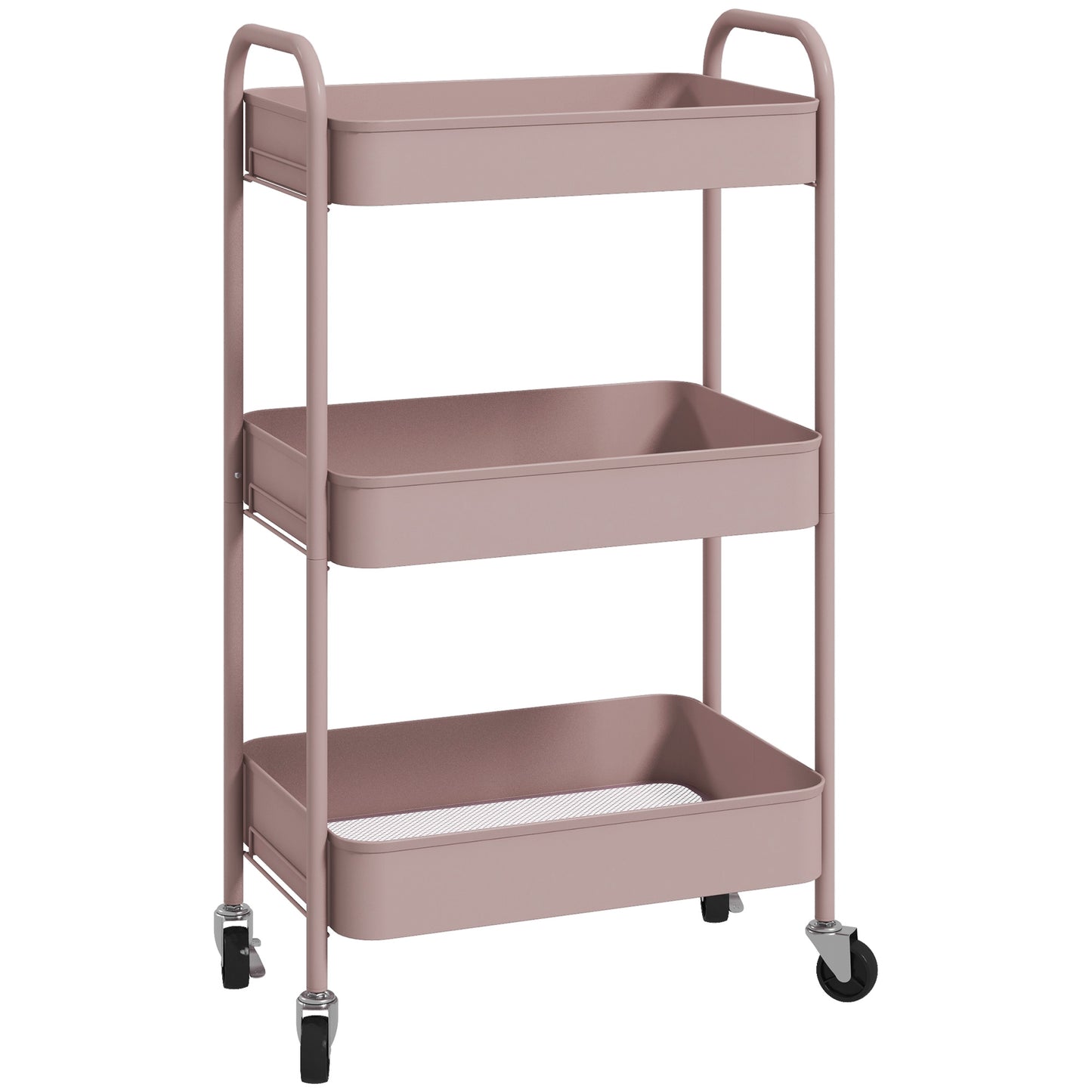 Razira Metal Pink 3 Tier Steel Storage Trolley