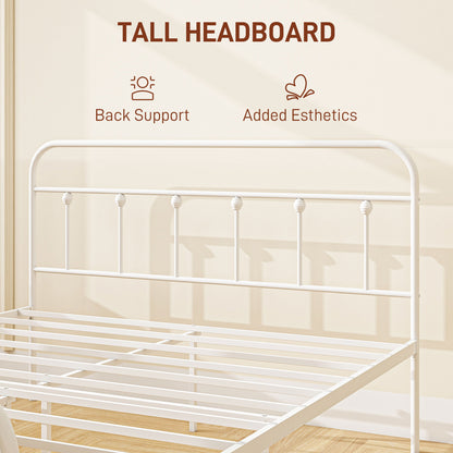 Keli 4FT6 White Metal Minimalist Double Metal Bed Frame