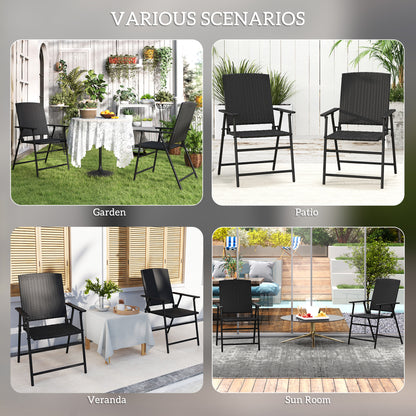 Luvaka Nene Rattan Black Folding Garden Chairs Set Of 2