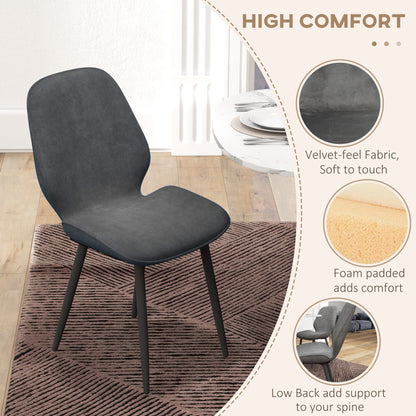 Lelori Velvet Grey Dining Chairs Set Of 2 With Metal Legs