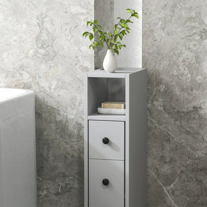Slim Grey Bathroom Storage Cabinet With Compact Footprint